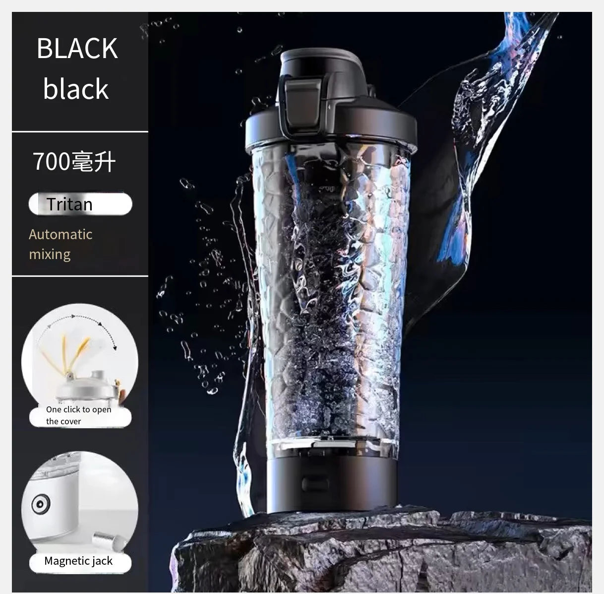 Portable USB Rechargeable Electric Protein Shaker Bottle - 1200mAh Blender Cup for Fitness and Workout - 650ml Capacity