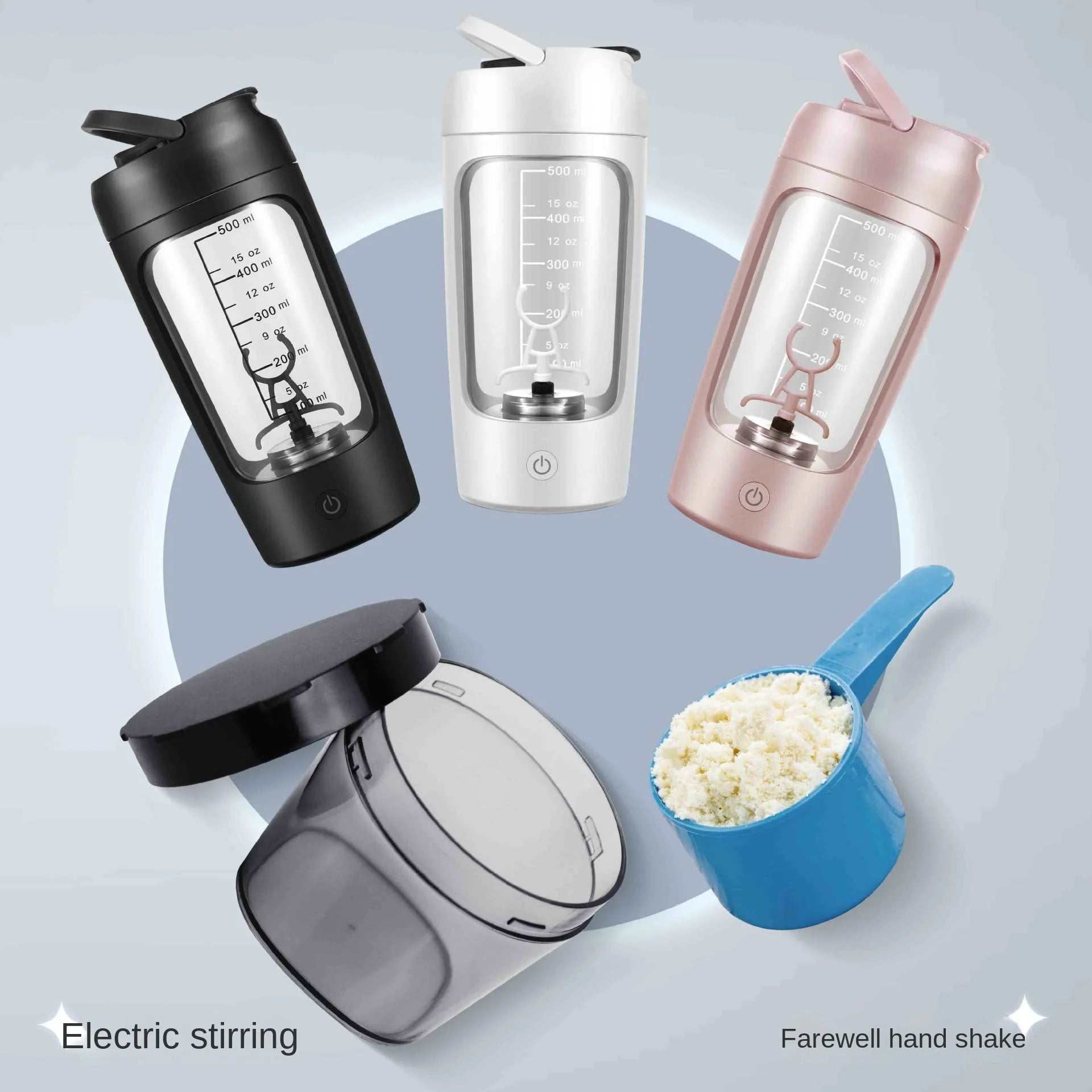 Portable USB Rechargeable Electric Protein Shaker Bottle - 1200mAh Blender Cup for Fitness and Workout - 650ml Capacity